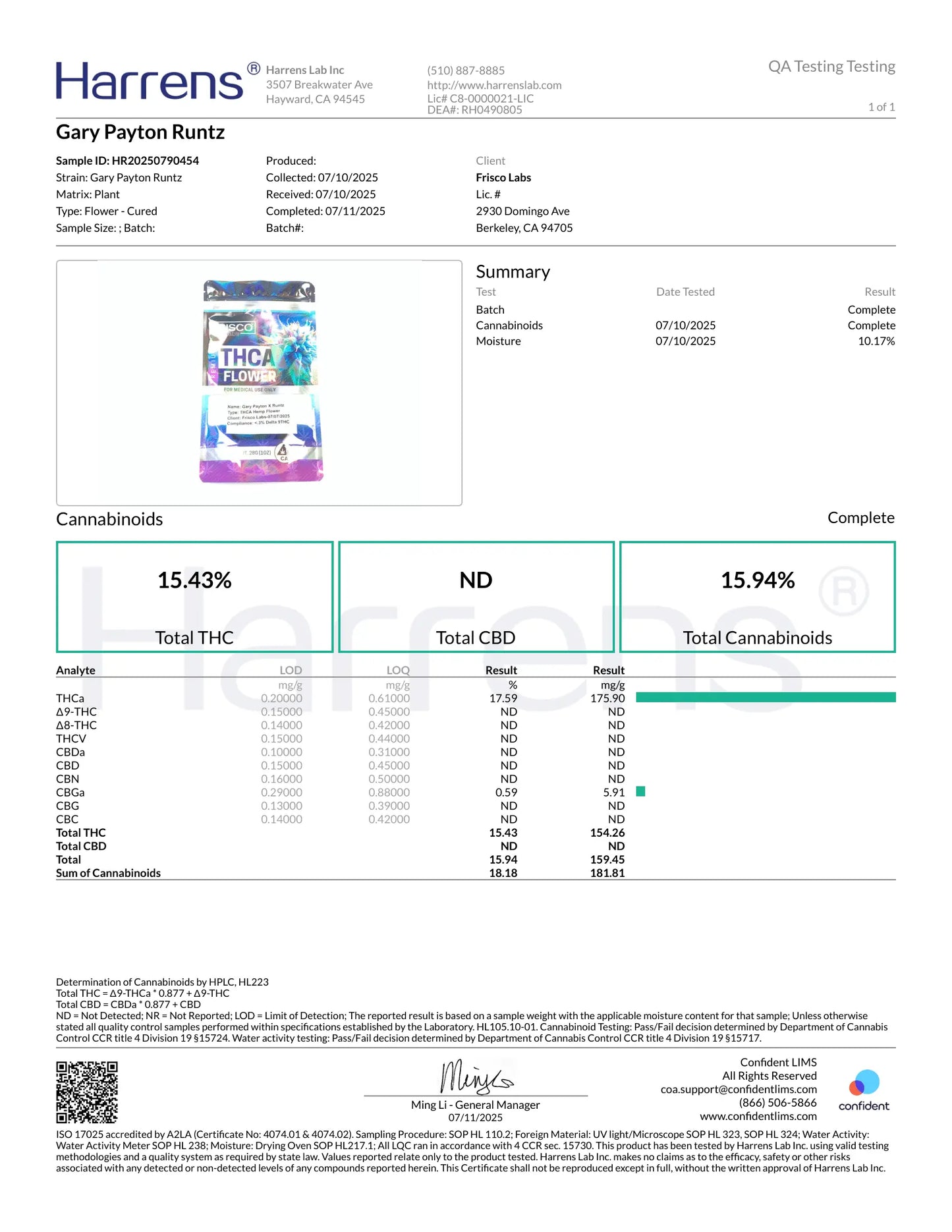 1 Pound AAA - Gary Payton Runtz THCA Strain Frisco Labs