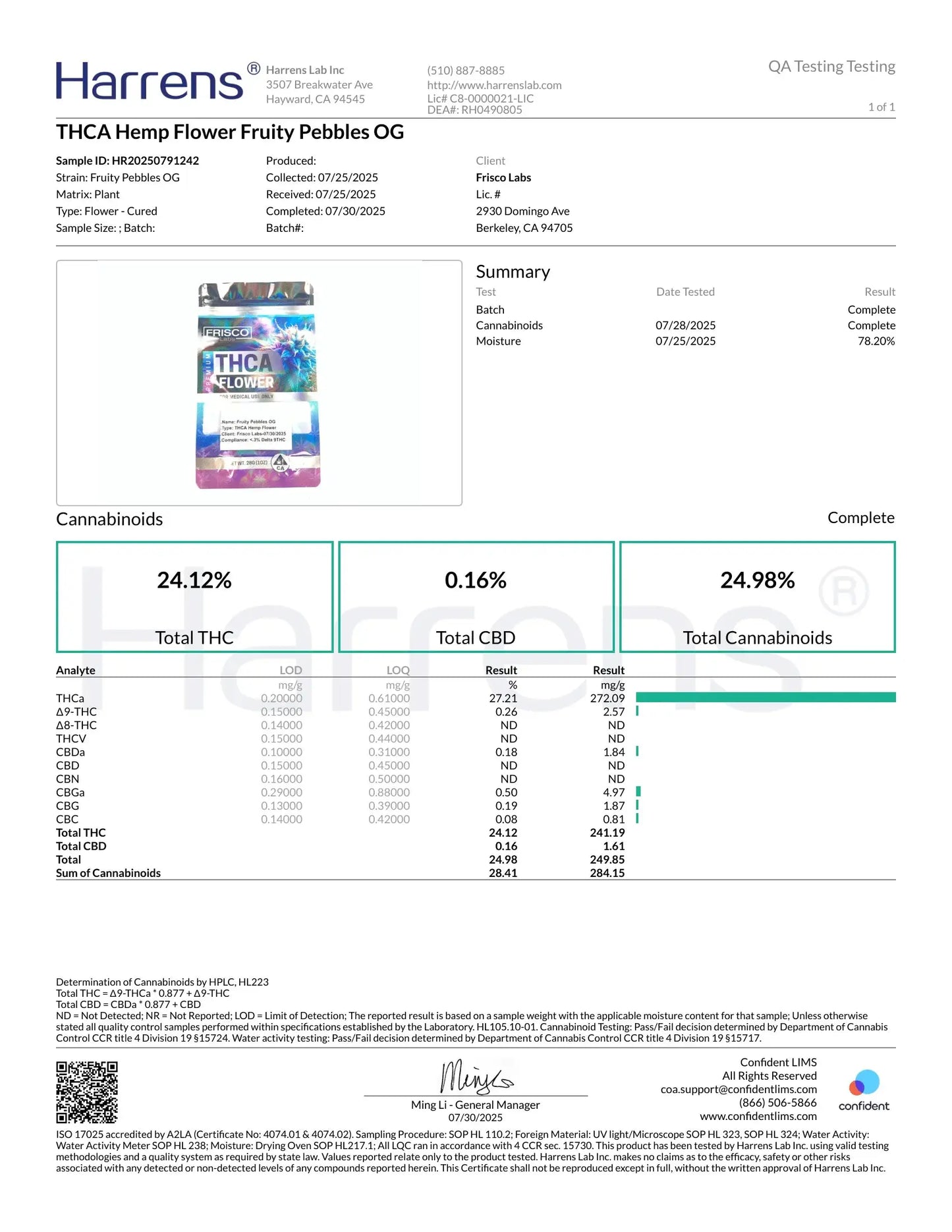 1 OZ - Fruity Pebbles OG THCA Strain (Small) Frisco Labs