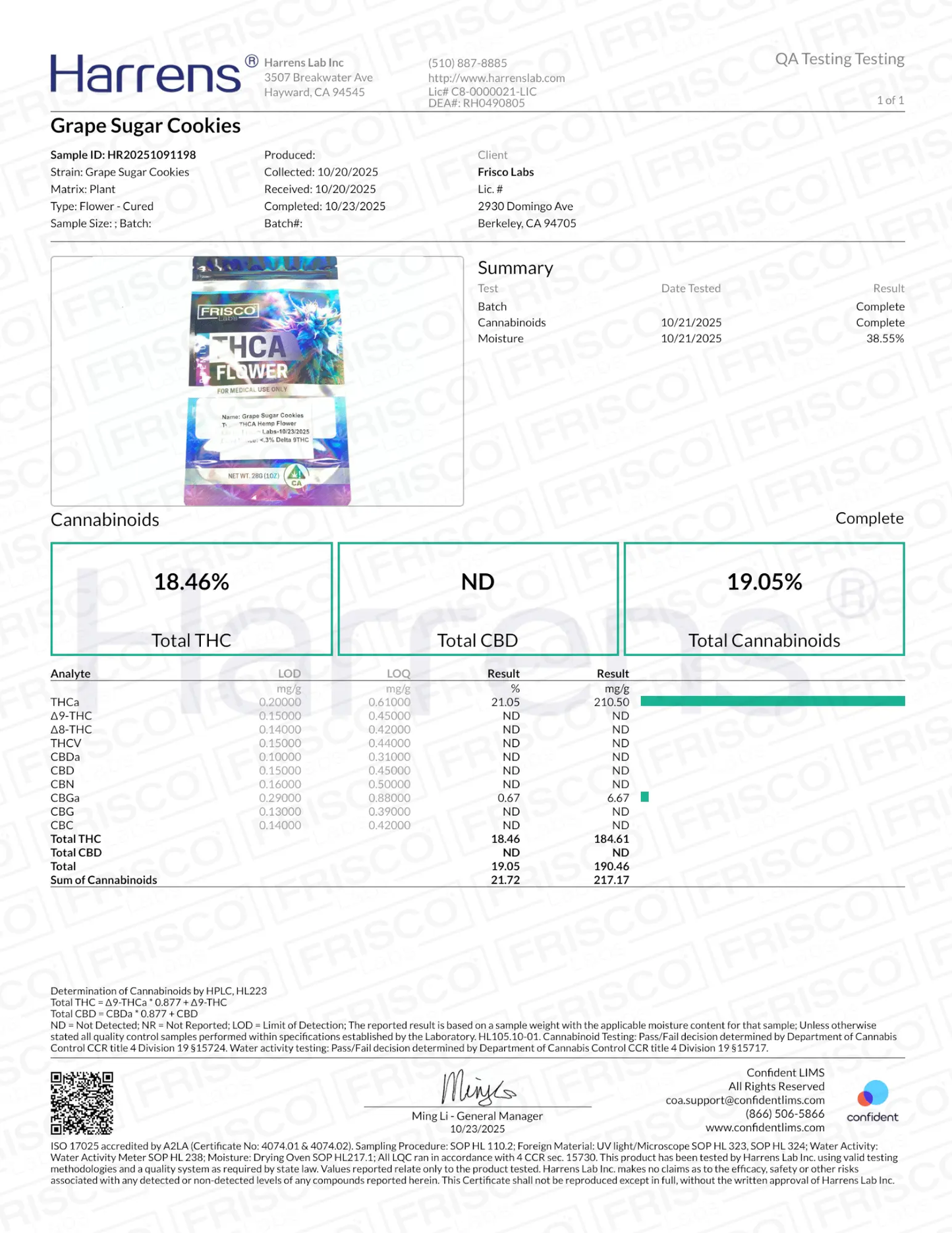1 Pound - Grape Sugar Cookies THCA Strain (Smalls) Frisco Labs
