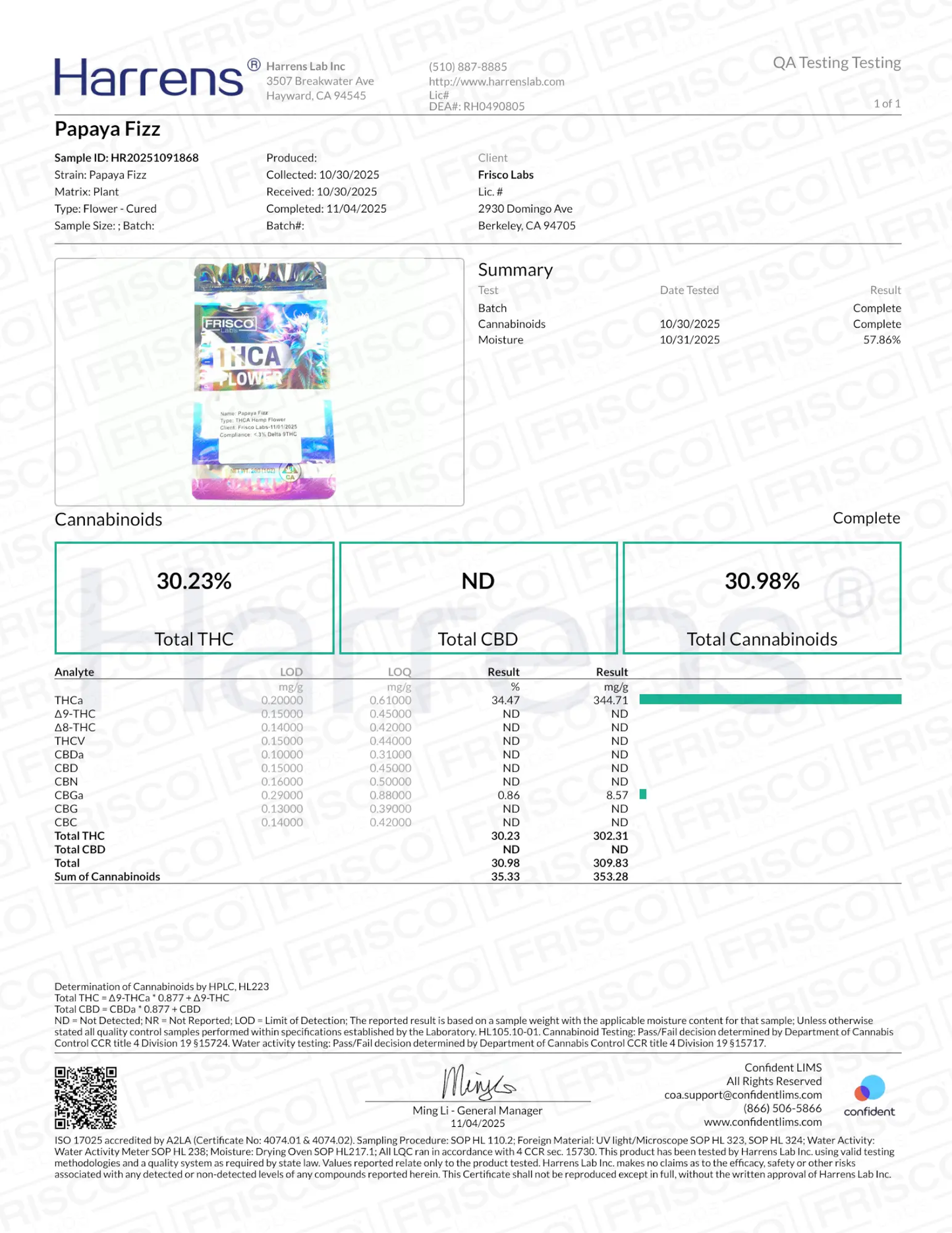 1 Pound - Papaya Fizz THCA Strain Frisco Labs