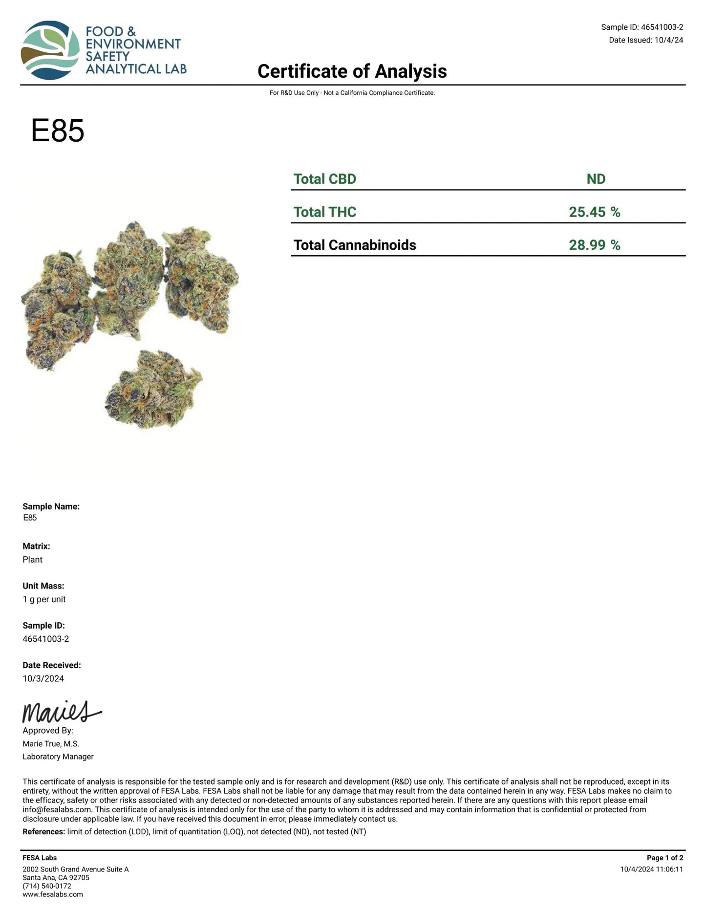Frisco Labs - E85 GAS Strain THCA