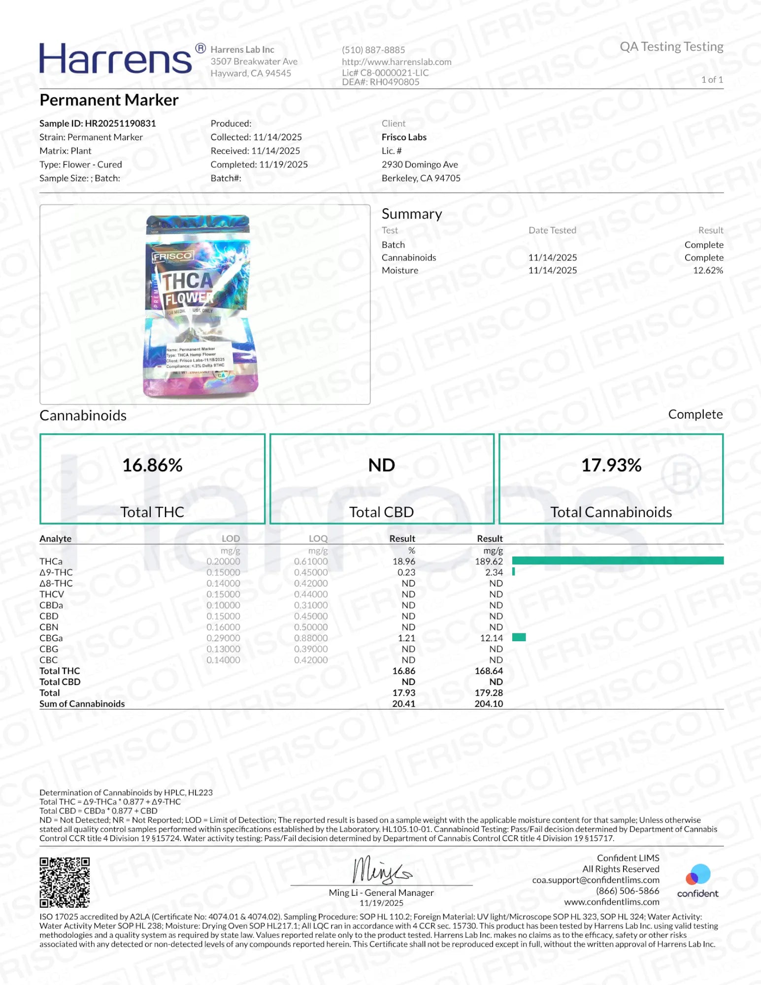 1/2 Pound - Permanent Marker THCA Strain Frisco Labs