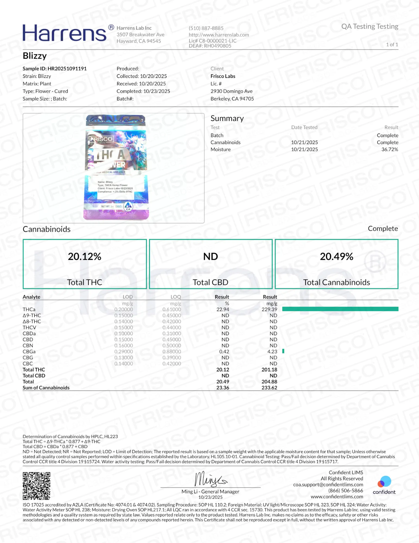 1 Pound - Blizzy THCA Strain (Smalls) Frisco Labs