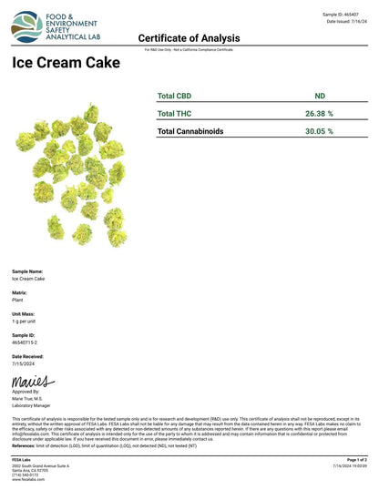 1 Pound - Exotic - Ice Cream Cake THCA Strain - FL Fulfillment Center