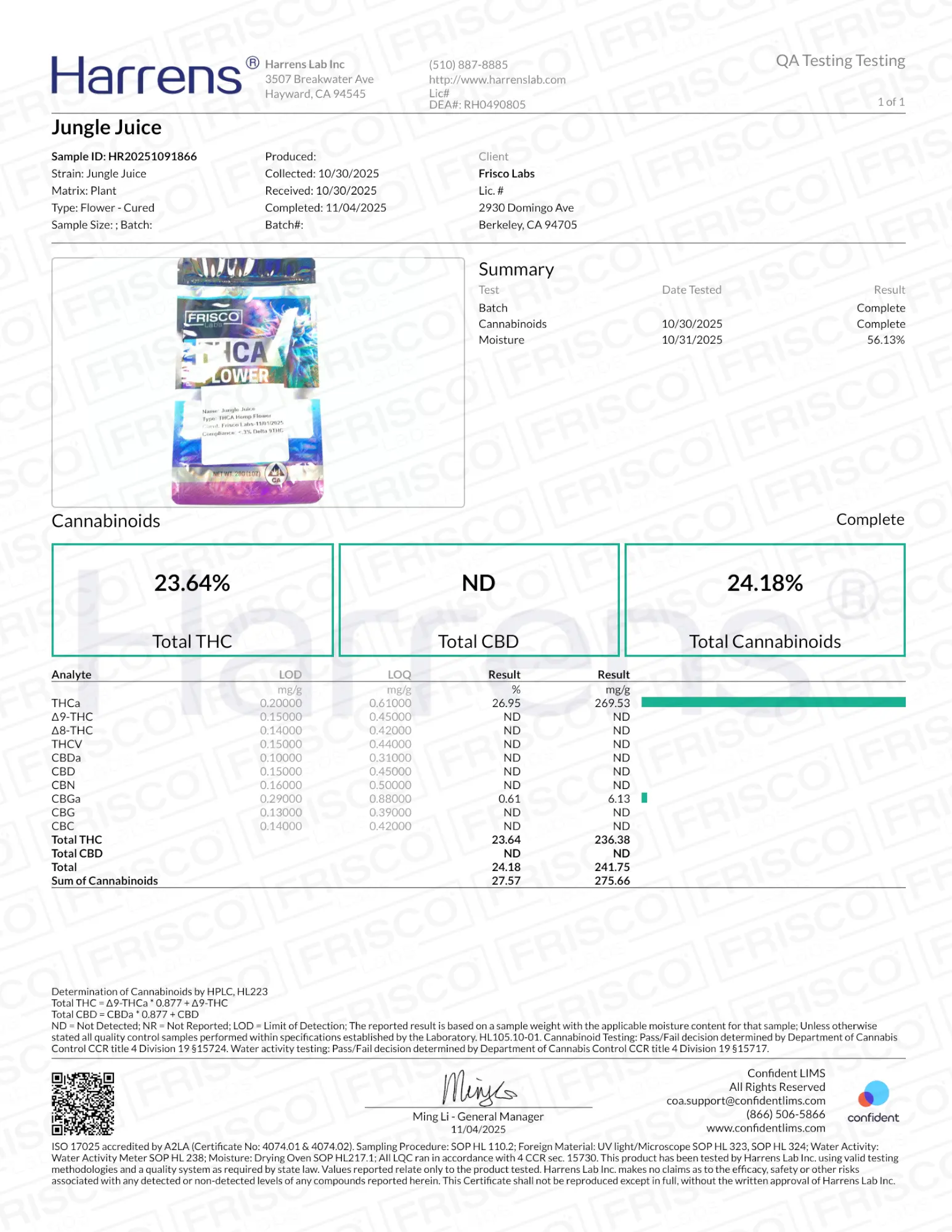 1 Pound -  Jungle Juice THCA Strain Frisco Labs