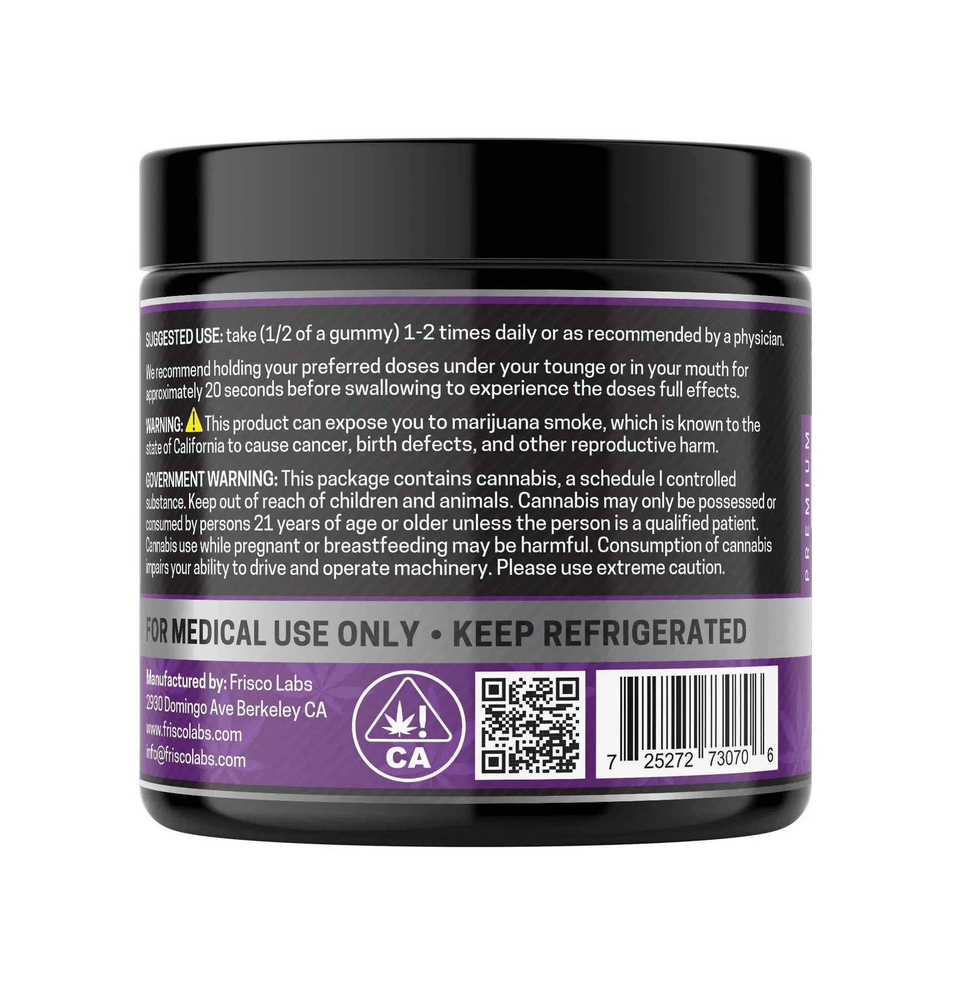 CBD+THC Gummies, Grape - 1000mg | 25 Pcs Gummies - Frisco Labs