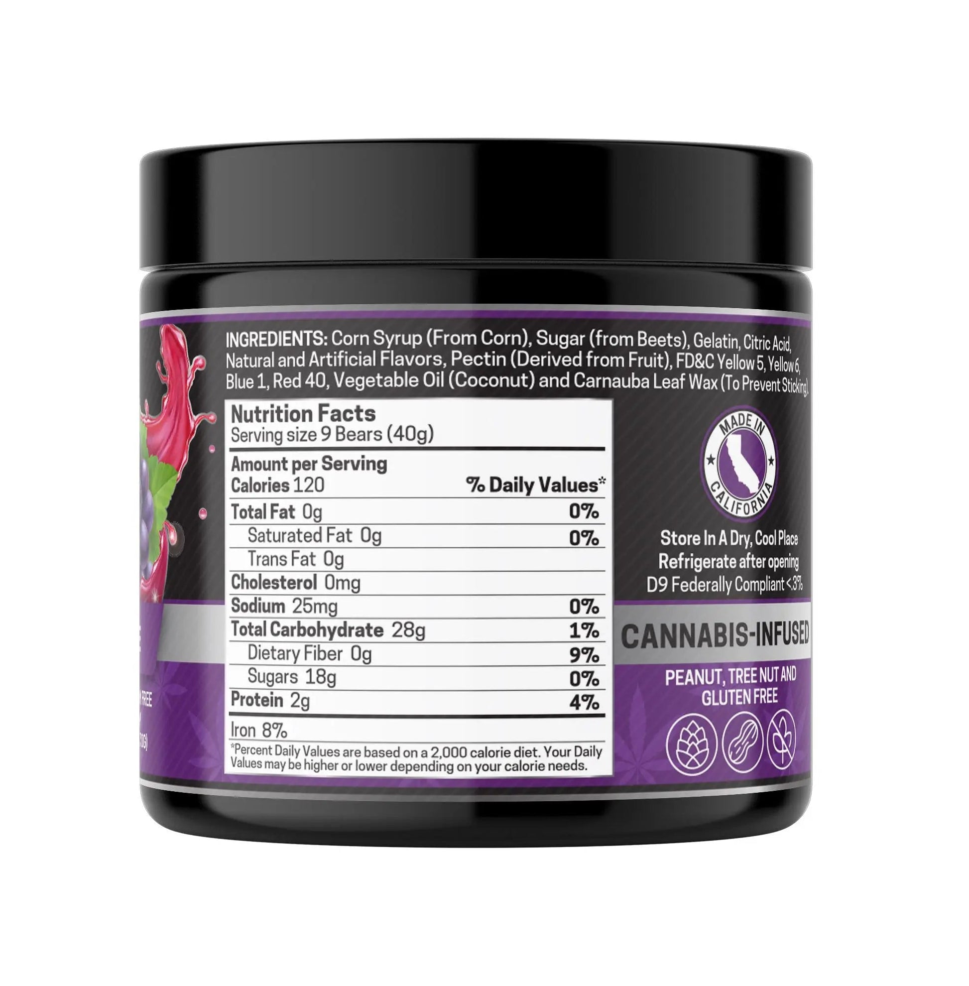 CBD+THC Gummies, Grape - 1000mg | 25 Pcs Gummies - Frisco Labs