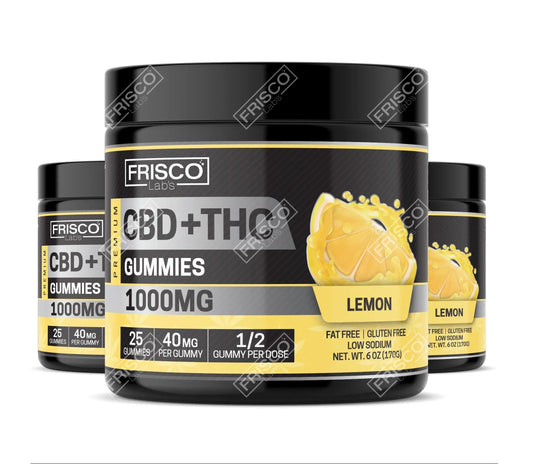 CBD+THC Gummies, Lemon - 1000mg | 25 Pcs Gummies Frisco Labs