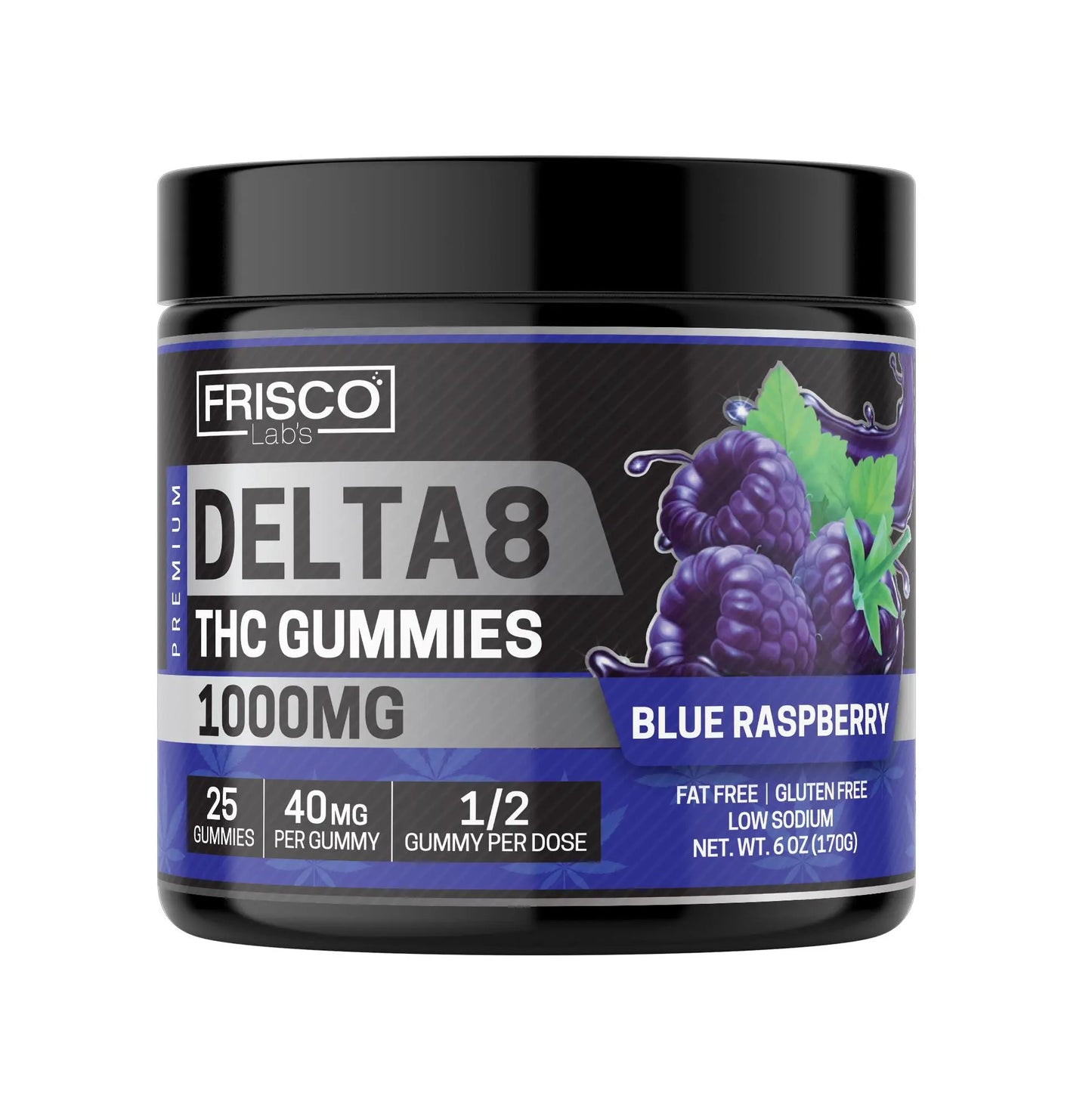 Delta 8 Gummies, Blue Raspberry - 1000mg | 25 Pcs Gummies - Frisco Labs