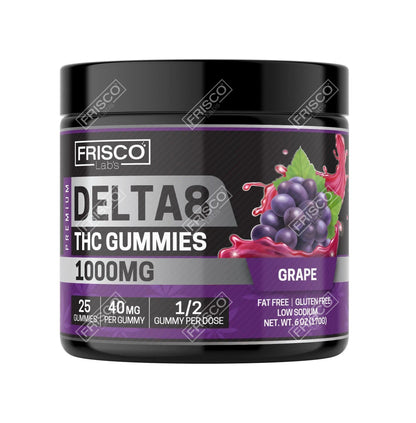 Delta 8 Gummies, Grape - 1000mg | 25 Pcs Gummies Frisco Labs