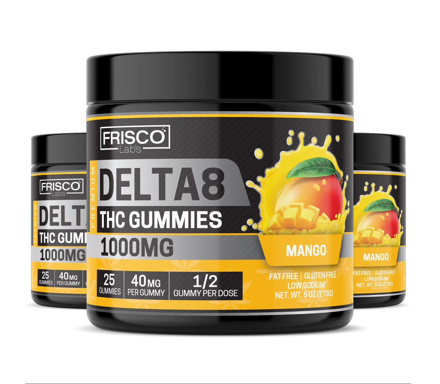 Delta 8 Gummies, Mango - 1000mg | 25 Pcs Gummies Frisco Labs