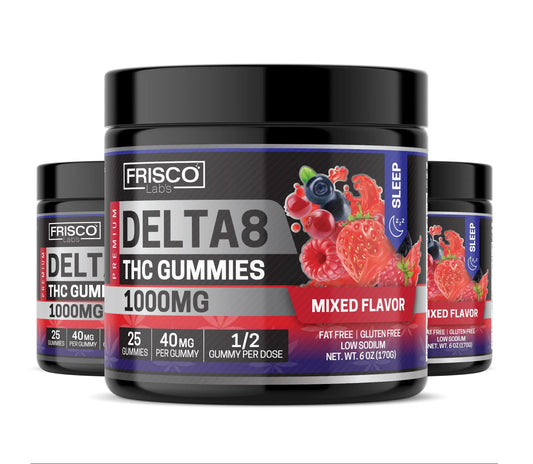 Delta 8 Gummies, Mix Flavor Sleep - 1000mg | 25 Pcs Gummies Frisco Labs