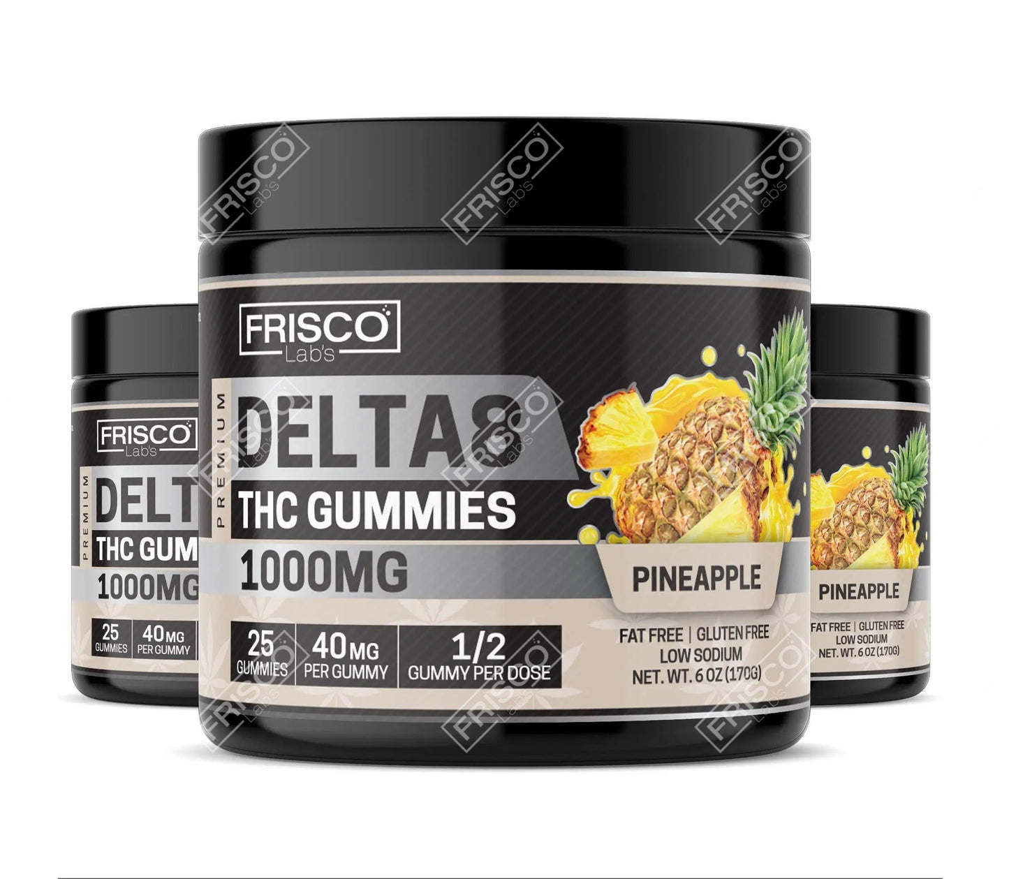 Delta 8 Gummies, Pineapple - 1000mg | 25 Pcs Gummies Frisco Labs