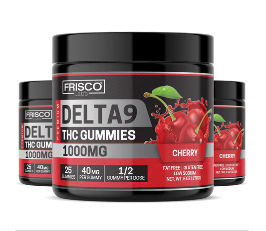 Delta 9 Gummies, Cherry - 1000mg | 25 Pcs Gummies - Frisco Labs