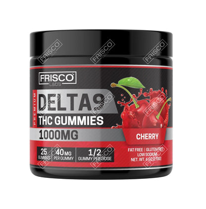 Delta 9 Gummies, Cherry - 1000mg | 25 Pcs Gummies - Frisco Labs