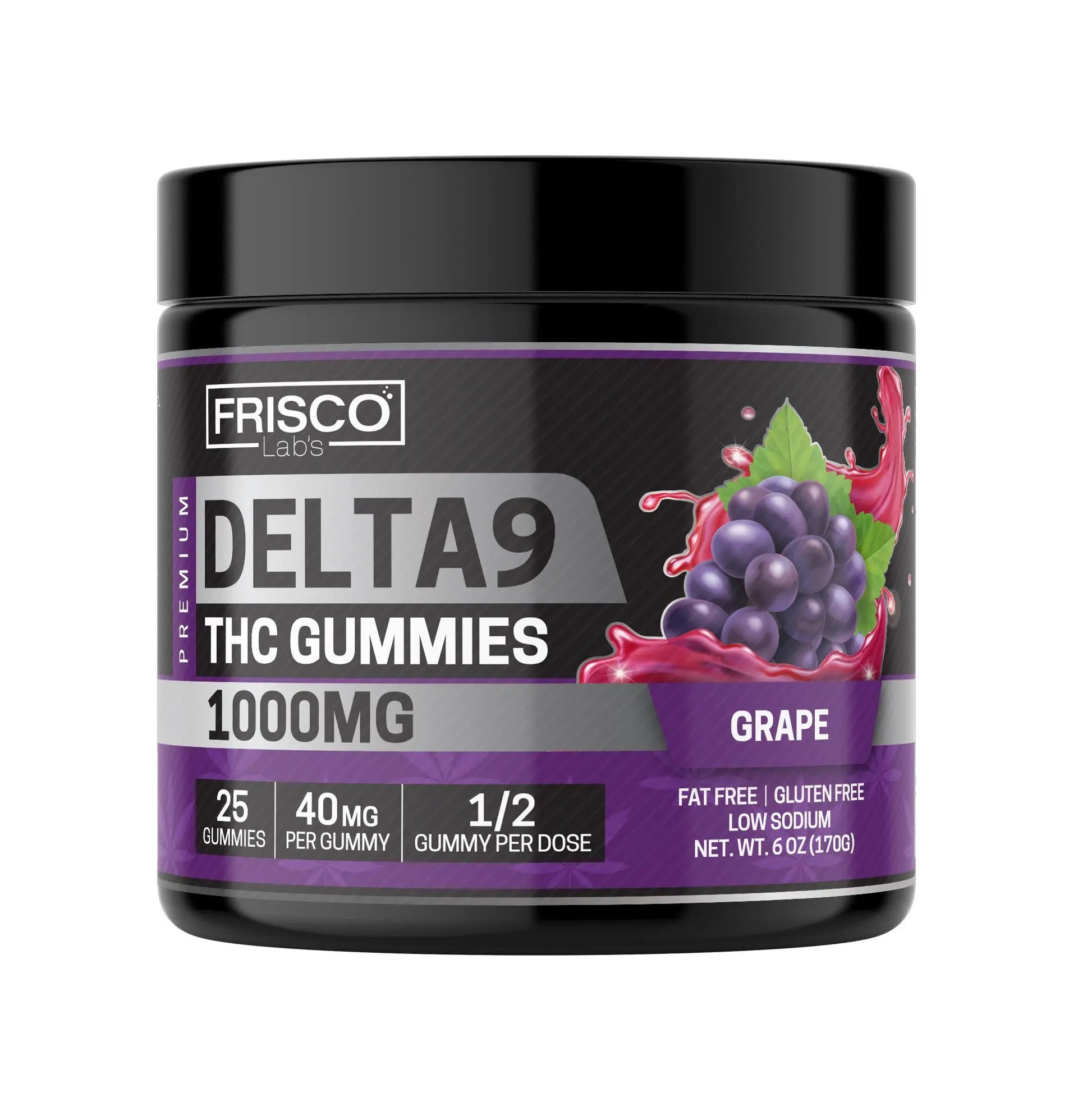 Delta 9 Gummies, Grape - 1000mg | 25 Pcs Gummies - Frisco Labs