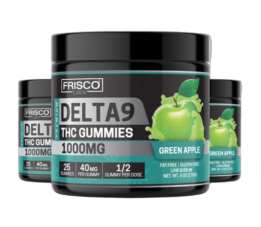 Delta 9 Gummies, Green Apple - 1000mg | 25 Pcs Gummies - Frisco Labs