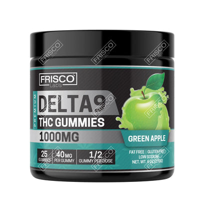 Delta 9 Gummies, Green Apple - 1000mg | 25 Pcs Gummies - Frisco Labs