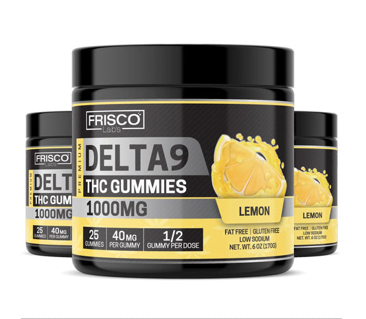 Delta 9 Gummies, Lemon - 1000mg | 25 Pcs Gummies - Frisco Labs