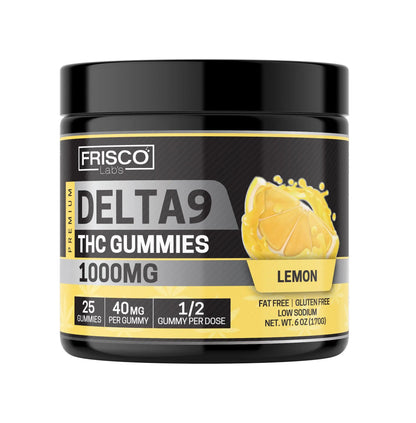 Delta 9 Gummies, Lemon - 1000mg | 25 Pcs Gummies - Frisco Labs