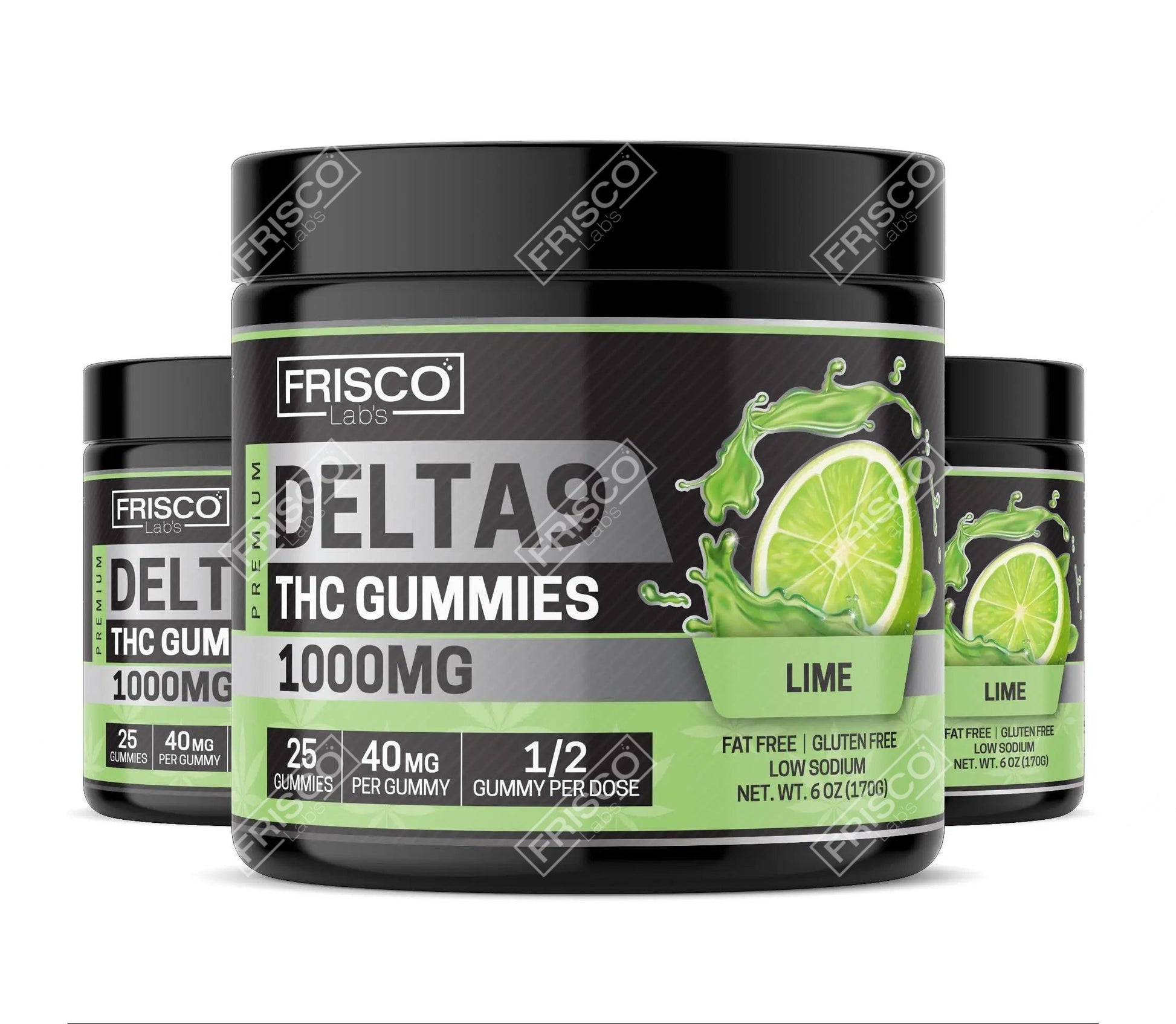 Delta 9 Gummies, Lime - 1000mg | 25 Pcs Gummies - Frisco Labs