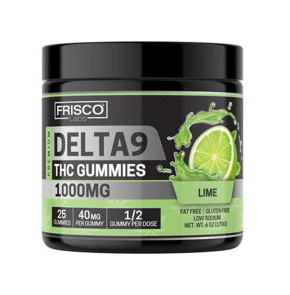 Delta 9 Gummies, Lime - 1000mg | 25 Pcs Gummies - Frisco Labs