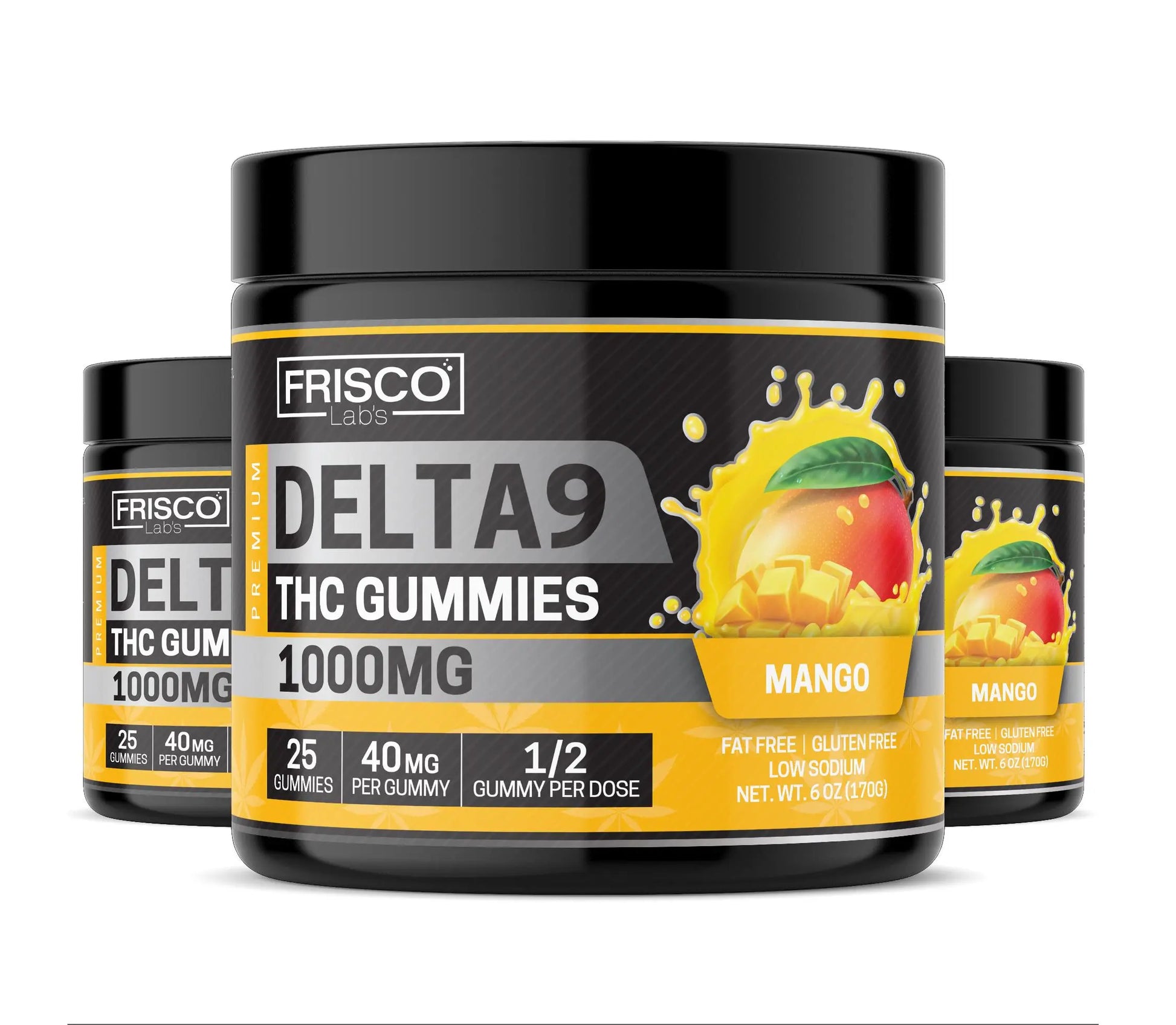 Delta 9 Gummies, Mango - 1000mg | 25 Pcs Gummies - Frisco Labs