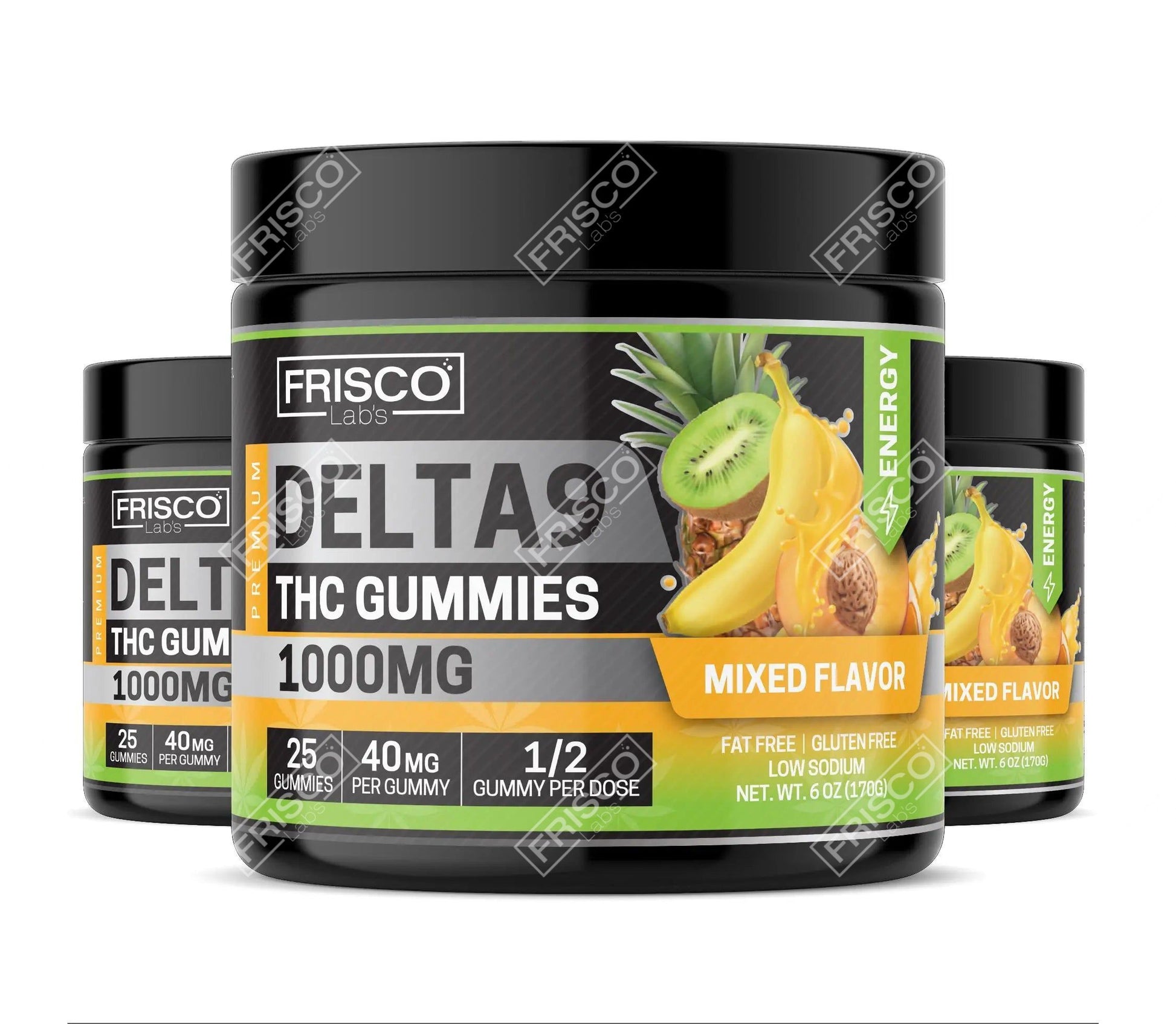 Delta 9 Gummies, Mix Flavor Energy - 1000mg | 25 Pcs Gummies - Frisco Labs