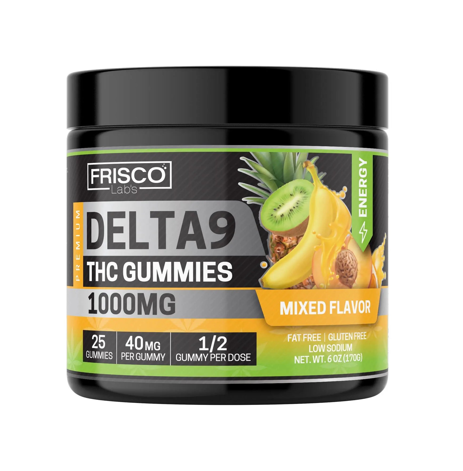 Delta 9 Gummies, Mix Flavor Energy - 1000mg | 25 Pcs Gummies - Frisco Labs