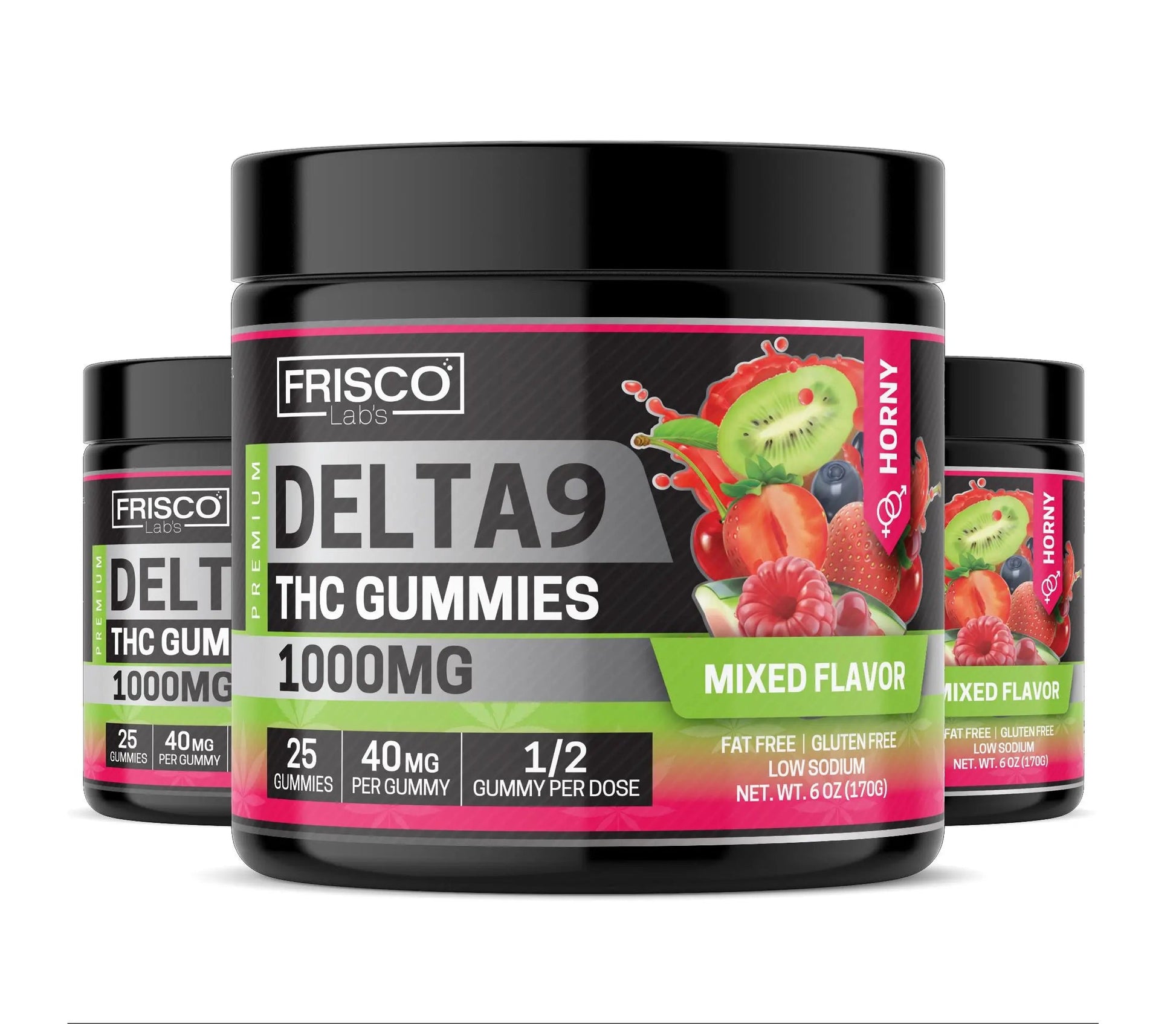 Delta 9 Gummies, Mix Flavor Horny - 1000mg | 25 Pcs Gummies - Frisco Labs
