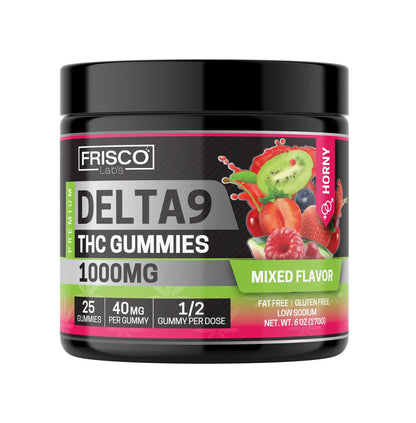 Delta 9 Gummies, Mix Flavor Horny - 1000mg | 25 Pcs Gummies - Frisco Labs