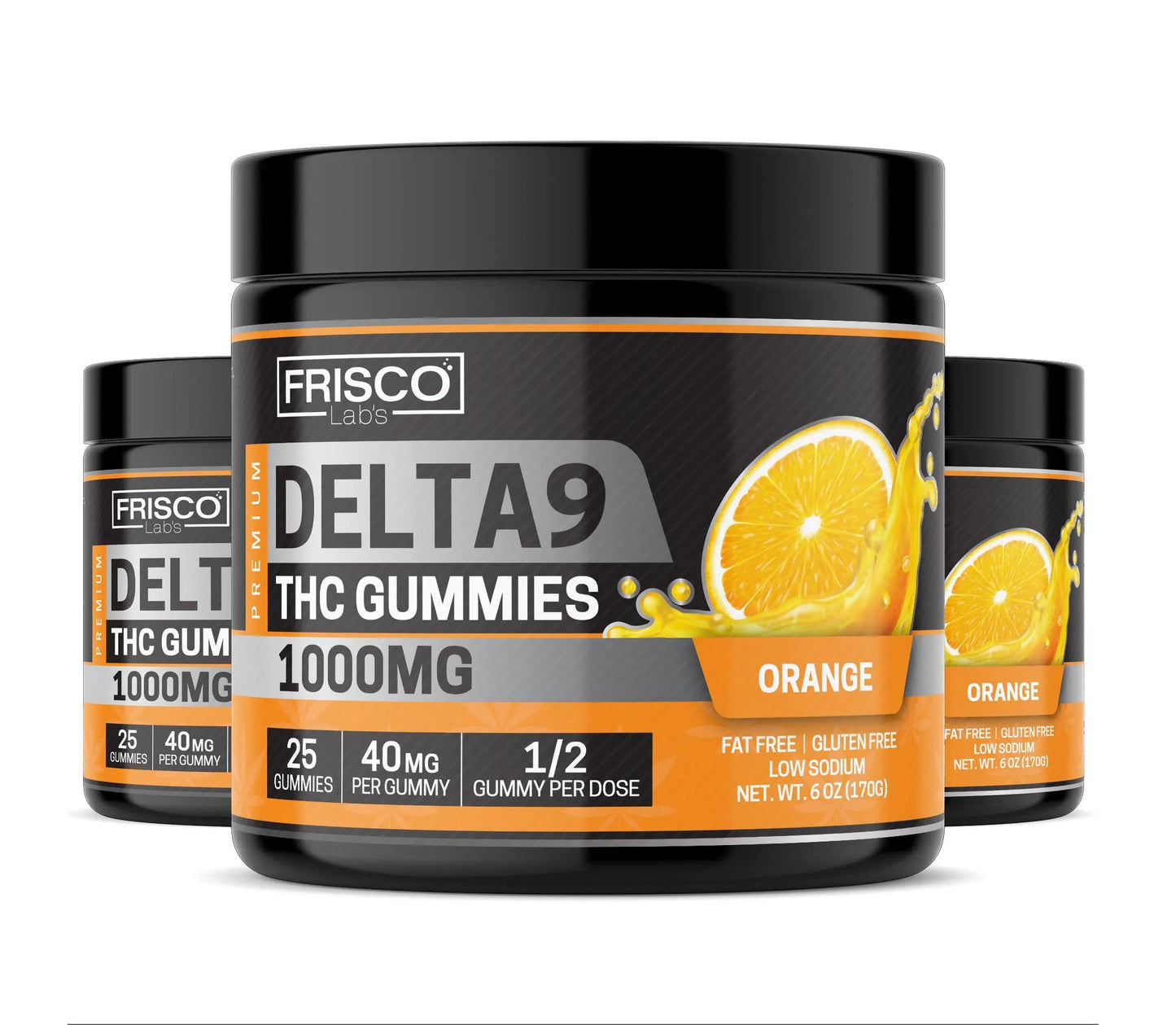Delta 9 Gummies, Orange - 1000mg | 25 Pcs Gummies - Frisco Labs