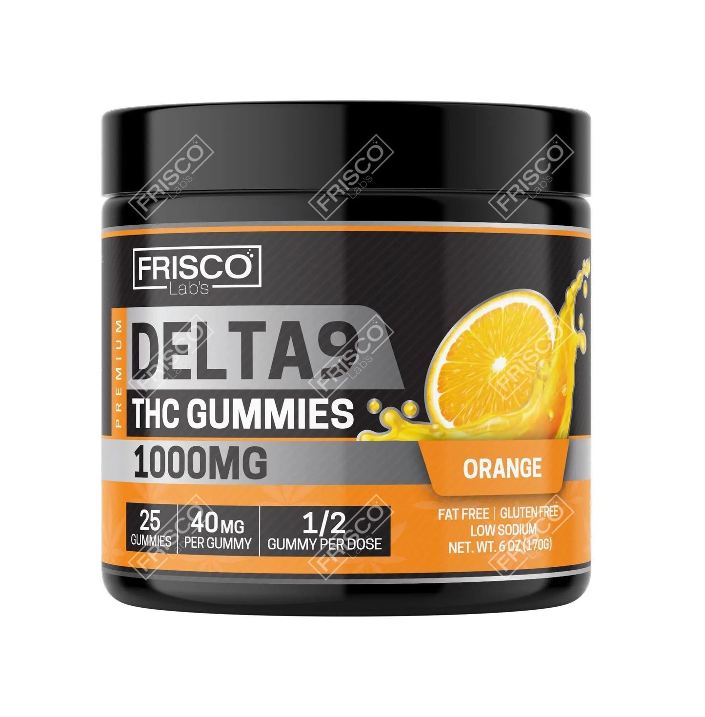 Delta 9 Gummies, Orange - 1000mg | 25 Pcs Gummies - Frisco Labs