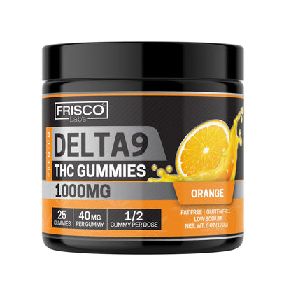 Delta 9 Gummies, Orange - 1000mg | 25 Pcs Gummies - Frisco Labs