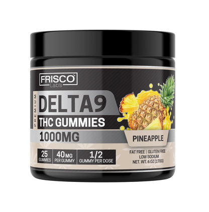 Delta 9 Gummies, Pineapple - 1000mg | 25 Pcs Gummies - Frisco Labs