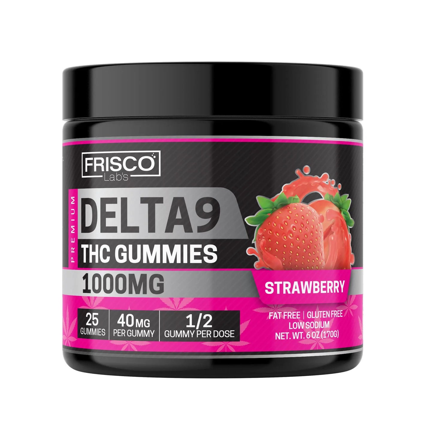 Delta 9 Gummies, Strawberry - 1000mg | 25 Pcs Gummies - Frisco Labs