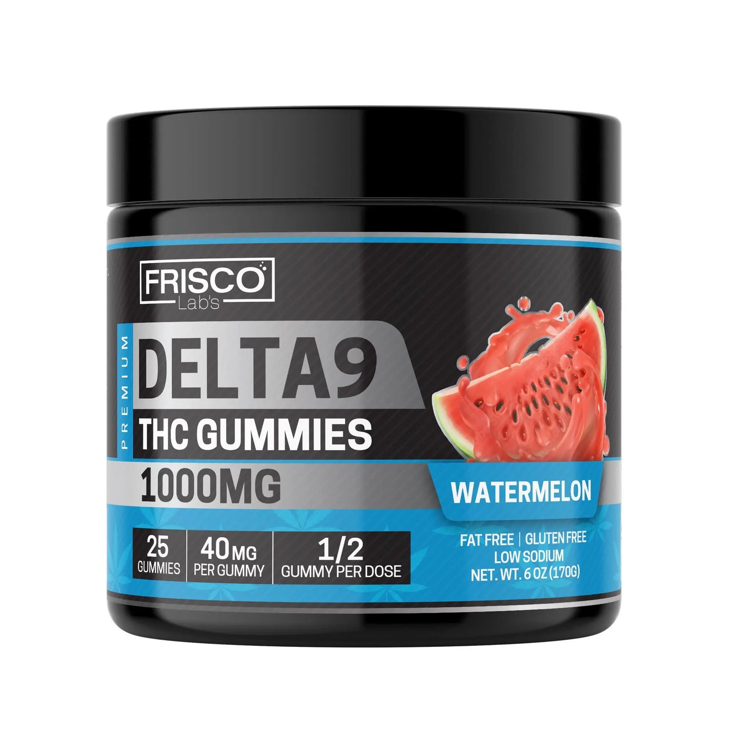 Delta 9 Gummies, Watermelon - 1000mg | 25 Pcs Gummies - Frisco Labs