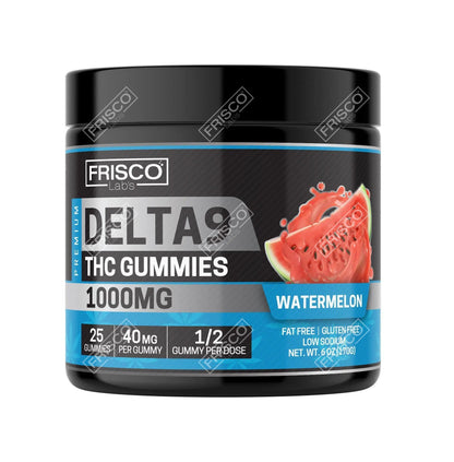 Delta 9 Gummies, Watermelon - 1000mg | 25 Pcs Gummies - Frisco Labs