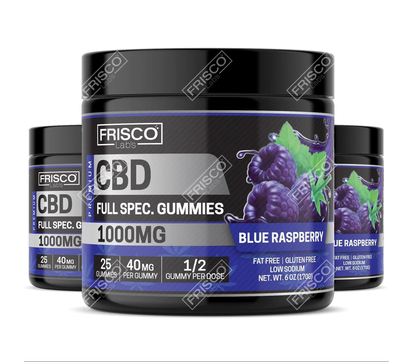 Full Spec. CBD Gummies, Blue Raspberry - 1000mg | 25 Pcs Gummies - Frisco Labs