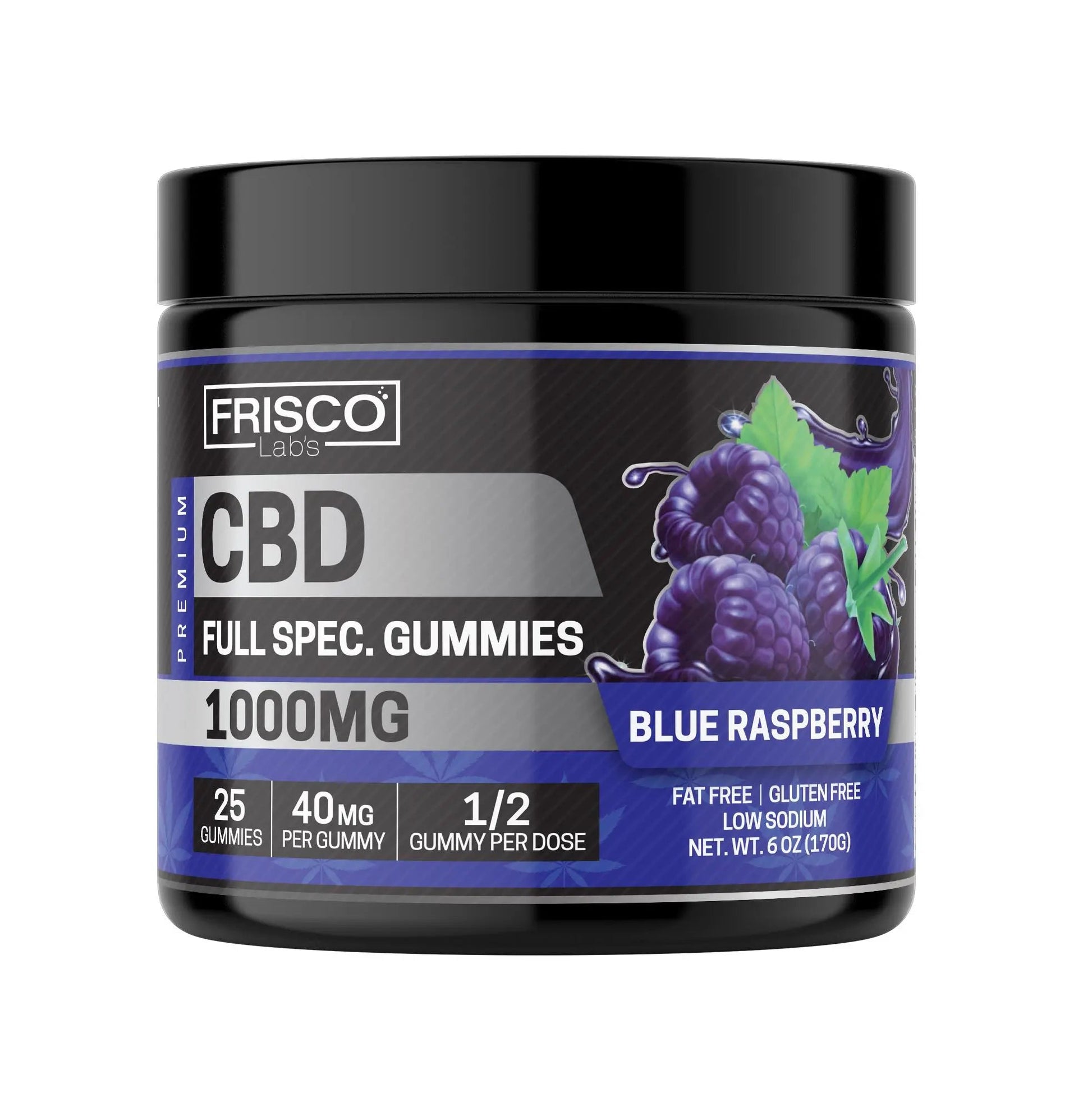 Full Spec. CBD Gummies, Blue Raspberry - 1000mg | 25 Pcs Gummies - Frisco Labs