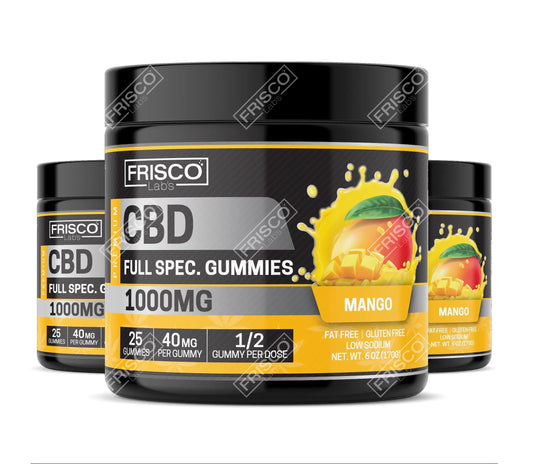 Full Spec. CBD Gummies, Mango - 1000mg | 25 Pcs Gummies - Frisco Labs