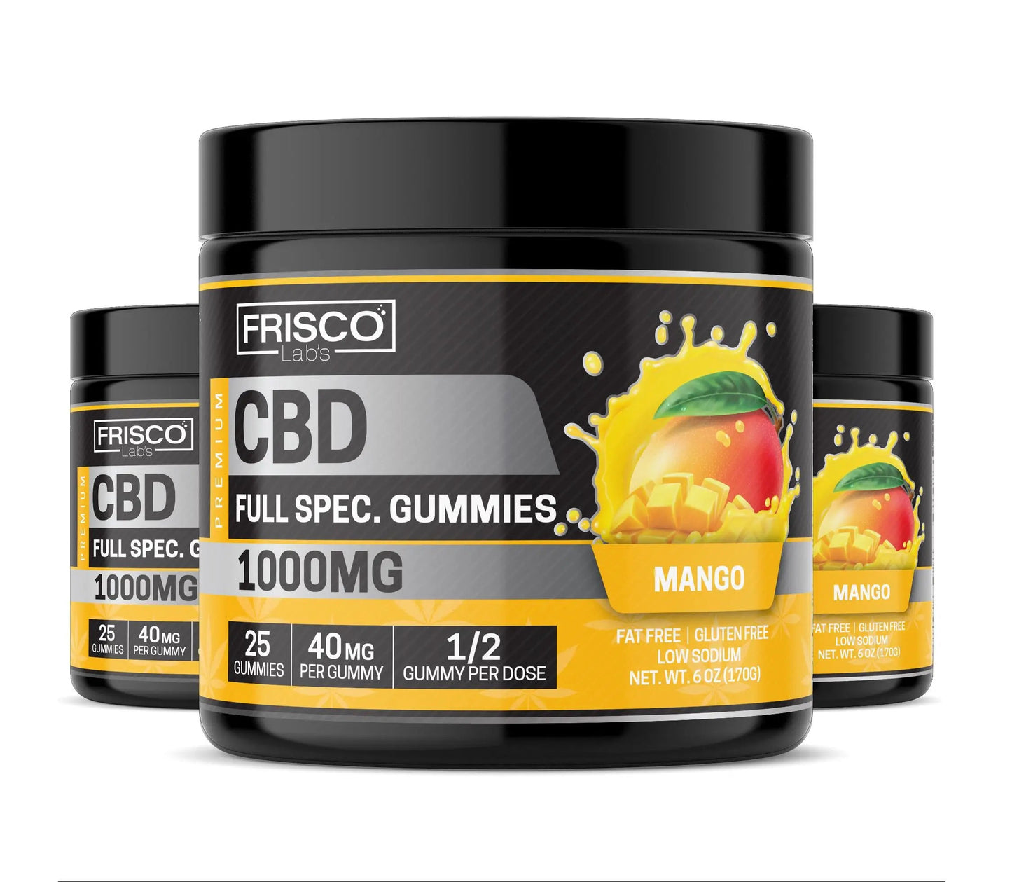 Full Spec. CBD Gummies, Mango - 1000mg | 25 Pcs Gummies - Frisco Labs