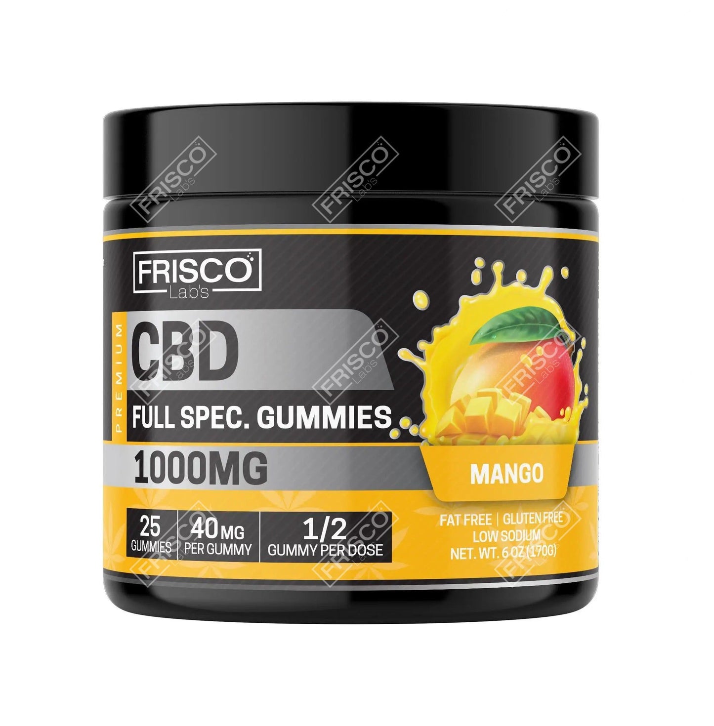 Full Spec. CBD Gummies, Mango - 1000mg | 25 Pcs Gummies - Frisco Labs