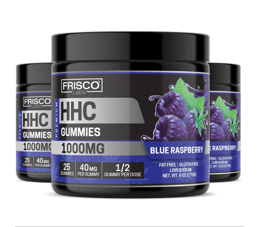 HHC Gummies, Blue Raspberry - 1000mg | 25 Pcs Gummies - Frisco Labs