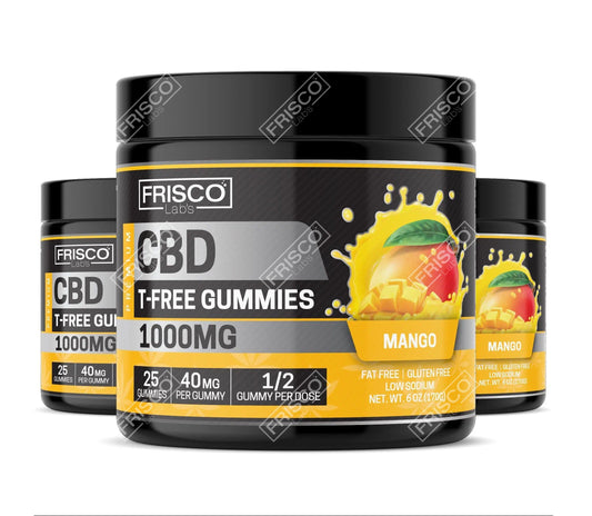 T-Free CBD Gummies, Mango - 1000mg | 25 Pcs Gummies Frisco Labs