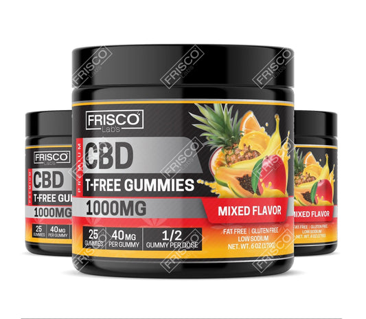 T-Free CBD Gummies, Mix Flavor - 1000mg | 25 Pcs Gummies Frisco Labs