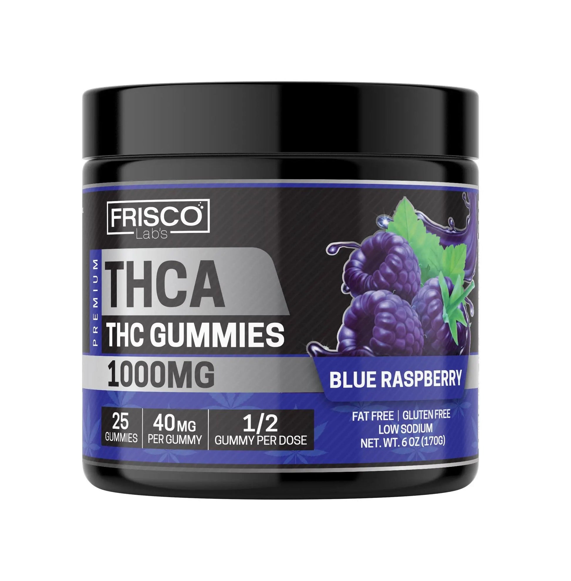 THCA Gummies, Blue Raspberry - 1000mg | 25 Pcs Gummies - Frisco Labs